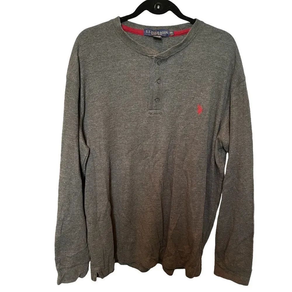 US Polo Assn NWOT dark gray 3 button Henley XXL long sleeve